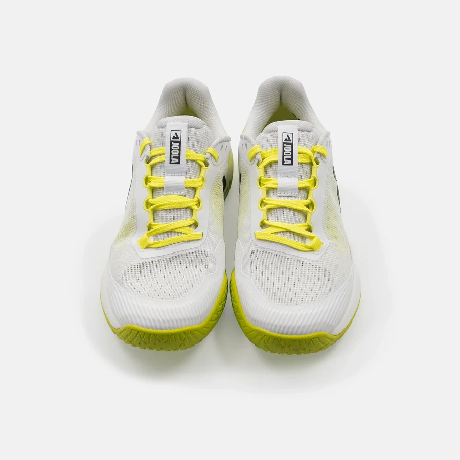 Giày Nam Joola FUNKSH1n_PB R4LLy (White/Black-Pickleball Green) nhìn từ trên xuống, thấy rõ thân lưới và dây giày