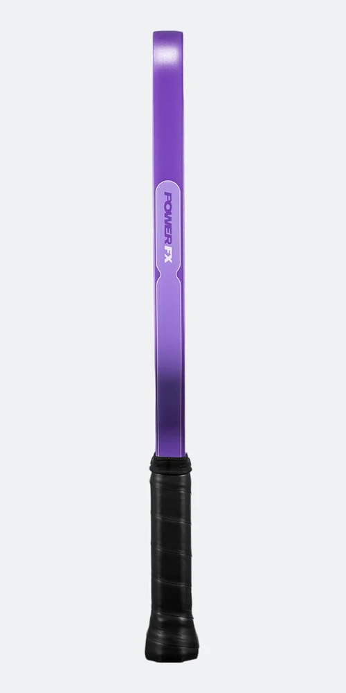 Cạnh bên Power FX Mischief nhìn dọc thân vợt từ đầu xuống cán
