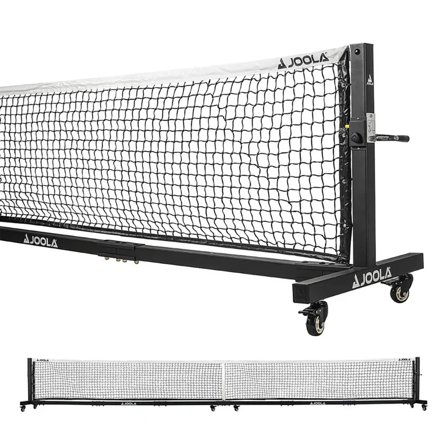 Lưới JOOLA Pro bản di động nhìn ngang, chân lưới gắn bánh xe