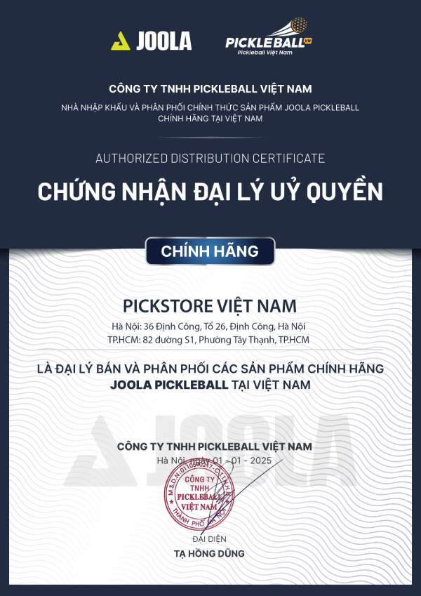 PickStore Việt Nam - Đại lý uỷ quyền Chứng nhận đại lý uỷ quyền Joola chính hãng
